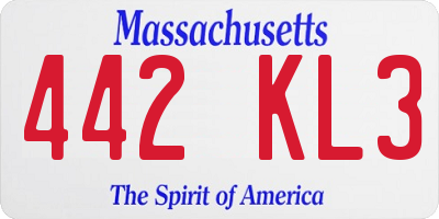 MA license plate 442KL3