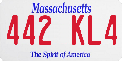 MA license plate 442KL4