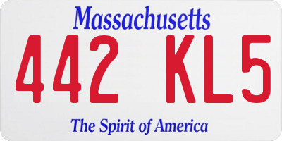 MA license plate 442KL5