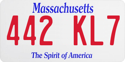 MA license plate 442KL7