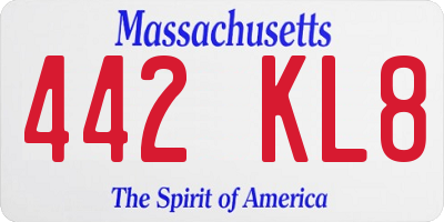 MA license plate 442KL8