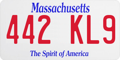 MA license plate 442KL9