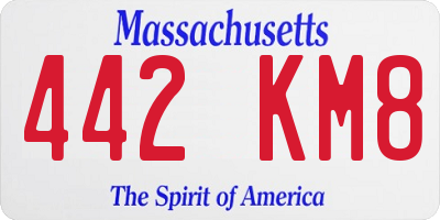 MA license plate 442KM8