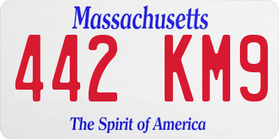 MA license plate 442KM9