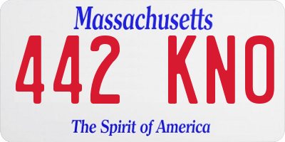 MA license plate 442KN0