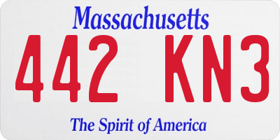 MA license plate 442KN3