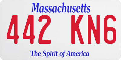 MA license plate 442KN6