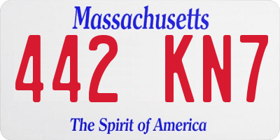 MA license plate 442KN7