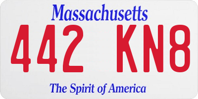 MA license plate 442KN8