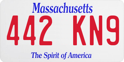 MA license plate 442KN9