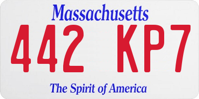 MA license plate 442KP7