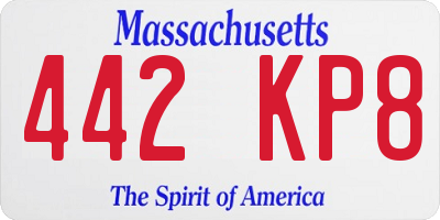 MA license plate 442KP8