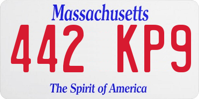 MA license plate 442KP9