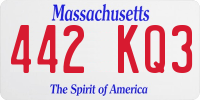 MA license plate 442KQ3