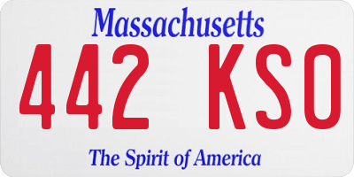 MA license plate 442KS0