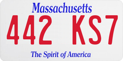 MA license plate 442KS7