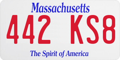 MA license plate 442KS8