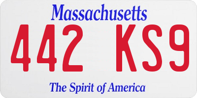 MA license plate 442KS9
