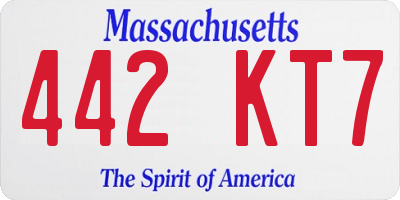 MA license plate 442KT7
