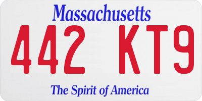MA license plate 442KT9
