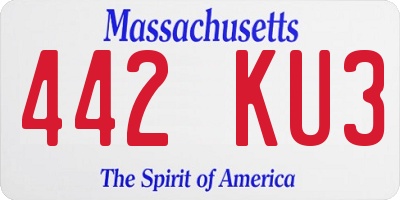 MA license plate 442KU3