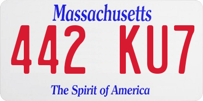 MA license plate 442KU7