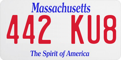 MA license plate 442KU8