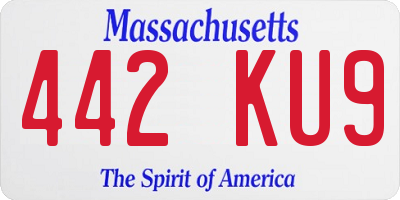 MA license plate 442KU9