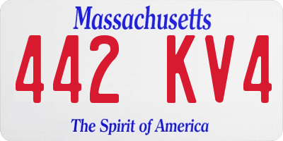 MA license plate 442KV4
