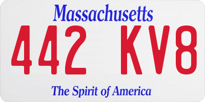MA license plate 442KV8