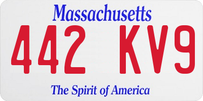MA license plate 442KV9
