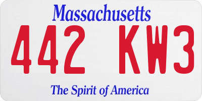 MA license plate 442KW3