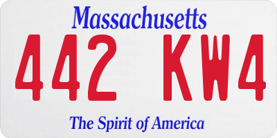MA license plate 442KW4