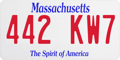 MA license plate 442KW7