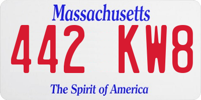 MA license plate 442KW8