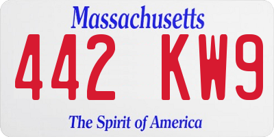 MA license plate 442KW9