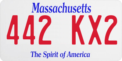 MA license plate 442KX2
