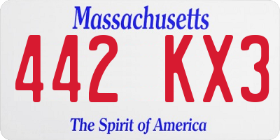 MA license plate 442KX3