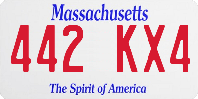 MA license plate 442KX4