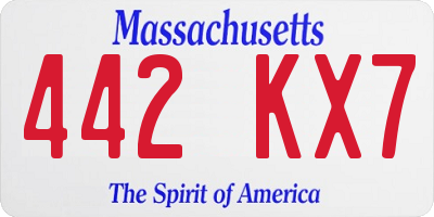MA license plate 442KX7