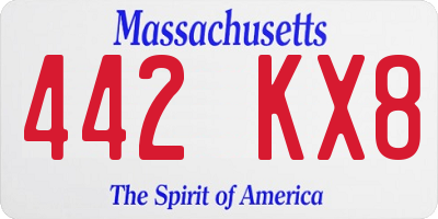MA license plate 442KX8