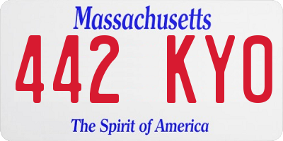 MA license plate 442KY0