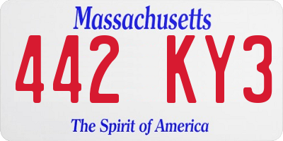 MA license plate 442KY3