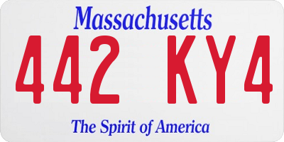 MA license plate 442KY4