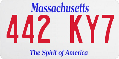 MA license plate 442KY7