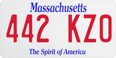 MA license plate 442KZ0