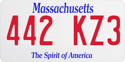 MA license plate 442KZ3