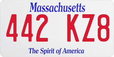 MA license plate 442KZ8