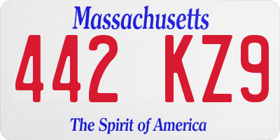 MA license plate 442KZ9