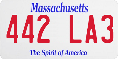 MA license plate 442LA3